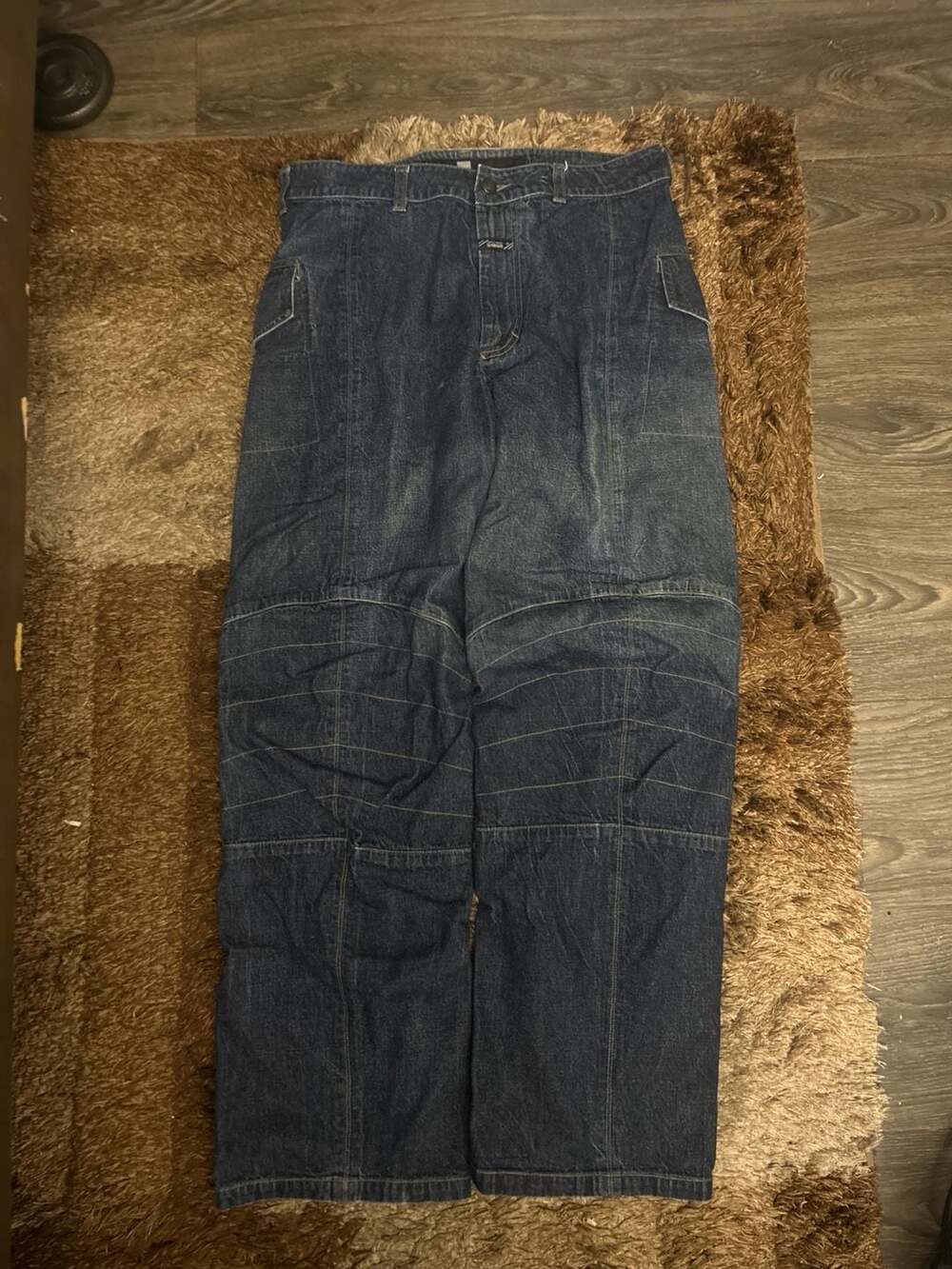Vintage Marithé + François Girbaud Multi-Stitch Wide Leg Carpenter Jeans Size 34